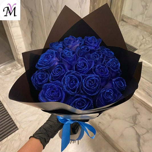 30/50 Pcs 7/6 Cm Glitter Artificial Flower Rose Mother'S/Valentine'S Day Girl Friend Wife DIY Bouquet Gifts for Wedding Birthday